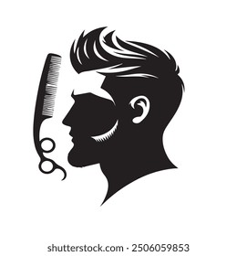 Man haircut silhouette vector image