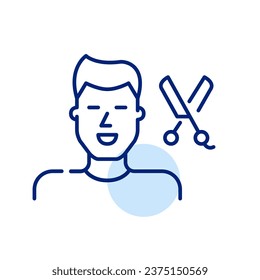 Man haircut and styling services. Pixel perfect, editable stroke