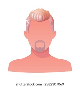 Man Hairstyle with Blonde Hair and Mustache Type with Head and Neck Portrait Vector Illustration