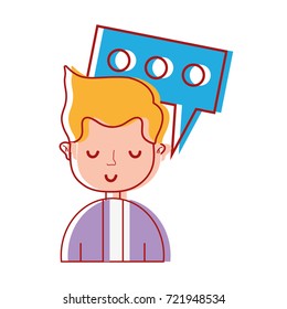 man with hairstyle and chat bubble text