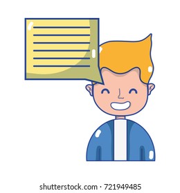 man with hairstyle and chat bubble text