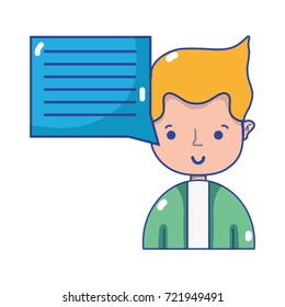 man with hairstyle and chat bubble text