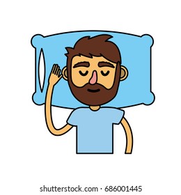 man with hairstyle desing sleeping