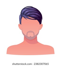 Man Hairstyle with Dyed Hair Type and Mustache with Head and Neck Portrait Vector Illustration