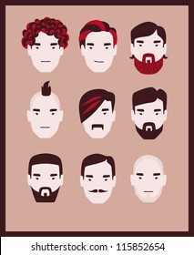 man hairstyle icon set vector eps 10