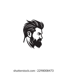man hairstyle logo design vector graphic symbol element 