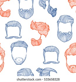 Man hairstyle. Seamless pattern. Vector Illustration.