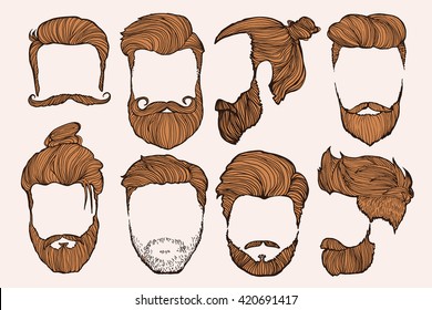 Man hairstyle. Set of hand-drawn sketches. Vector Illustration.