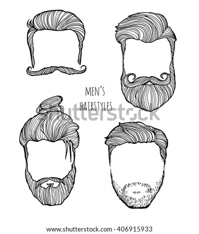 Man Hairstyle Set Handdrawn Sketches Vector Stock Vector 