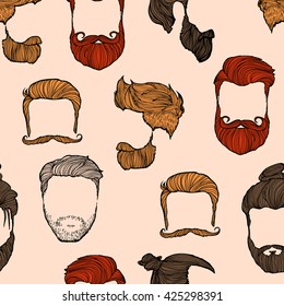 Man hairstyle.Seamless pattern. Vector Illustration.