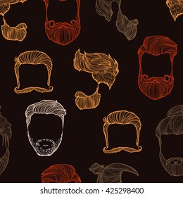 Man hairstyle.Seamless pattern. Vector Illustration.