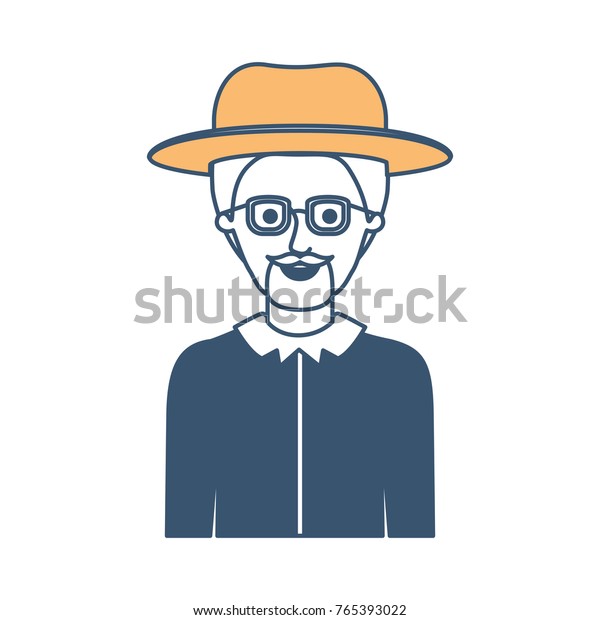 Man Half Body Hat Glasses Shirt Stock Image Download Now