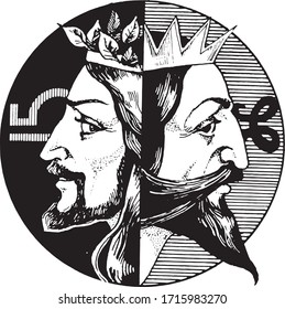 man half faces king and jesus
