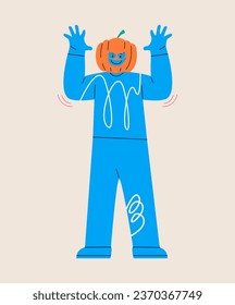 Man in halloween costume. Ghost.  Colorful vector illustration
