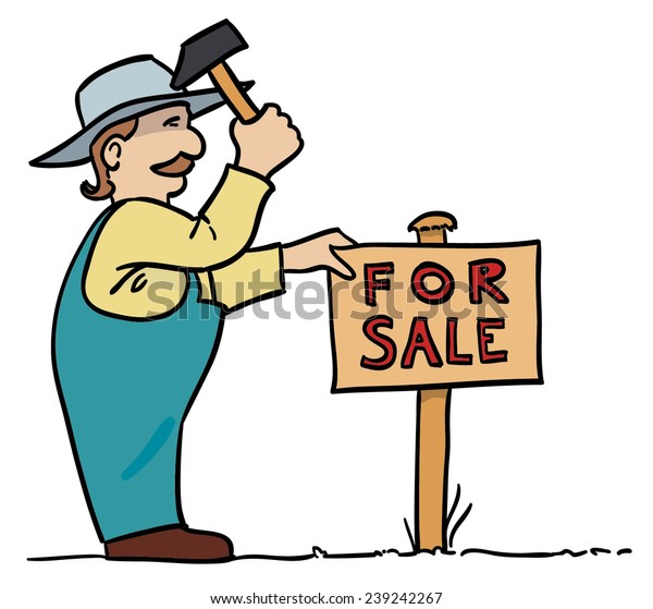 Man Hammering Sale Sign Cartoon Vector: เวกเตอร์สต็อก (ปลอดค่าลิขสิทธิ์ ...