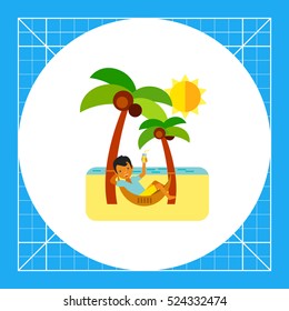 Man in Hammock as Beach Concept Icon
