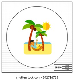 Man in Hammock as Beach Concept Icon
