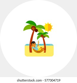 Man in Hammock as Beach Concept Icon