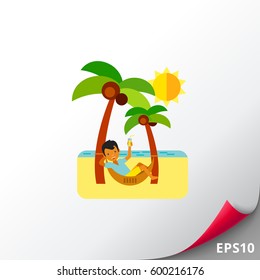 Man in Hammock as Beach Concept Icon