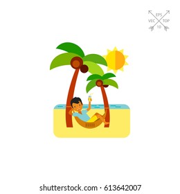 Man in Hammock as Beach Concept Icon