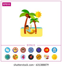 Man in Hammock as Beach Concept Icon