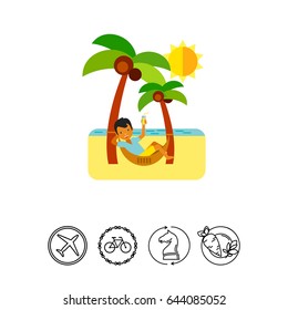 Man in Hammock as Beach Concept Icon