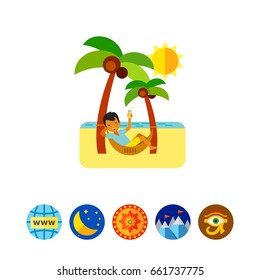 Man in Hammock as Beach Concept Icon