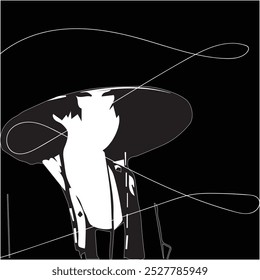 Hombre en hanbok - ropa tradicional coreana. Trajes tradicionales coreanos. Ropa popular coreana. Ilustración de stock de Vector aislado en negro