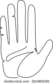 Ilustración vectorial de la línea de arte manual del hombre. Brazo minimalista, dedos, mano. Blanco y negro. Fondo blanco. Dibujo de una línea.