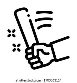 man hand with bat icon vector. man hand with bat sign. isolated contour symbol illustration