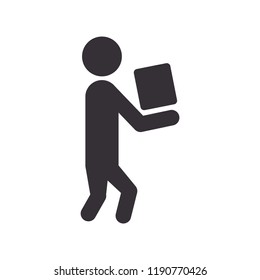 man in hand carries a box icon