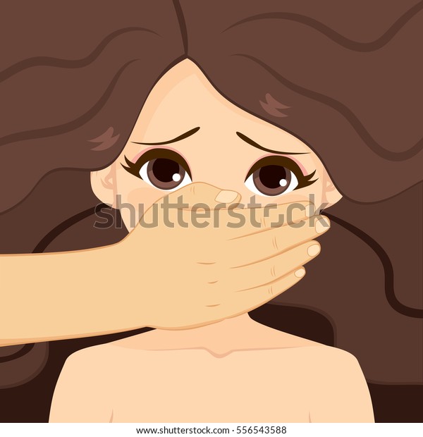 Man\
hand covering mouth violence against women\
concept