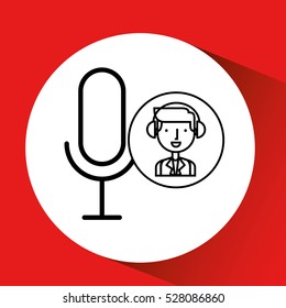man hand drawing listening music microphone vector illustration eps 10