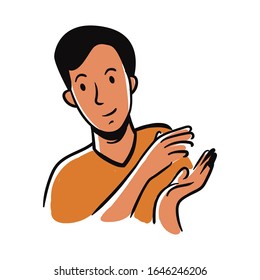 Man hand drawn avatar line illustration, People icon, Vector design, Trendy doodle