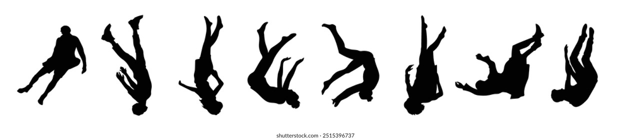 Man Hand drawn falling silhouette Vector illustration