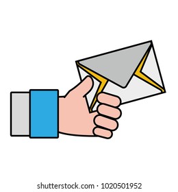 man hand with e-mail text message