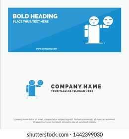 Man, Hand, Emojis, Healthcare SOlid Icon Website Banner and Business Logo Template