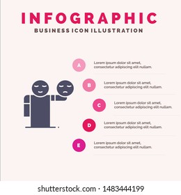Man, Hand, Emojis, Healthcare Solid Icon Infographics 5 Steps Presentation Background