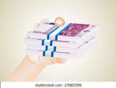 man hand with euro bills