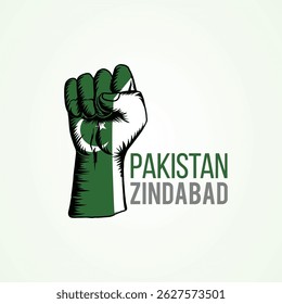 Man hand fist of PAKISTAN flag painted