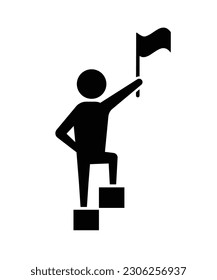 mano de hombre con icono de bandera, mejor icono plano vector.