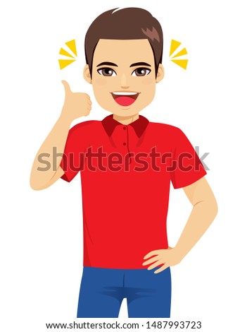 Man hand good sign thumb up positive concept expression