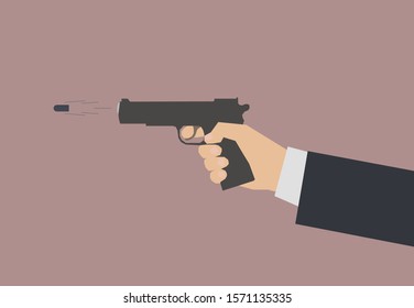 Man hand hold a gun. Terror issue vector stock illustration eps10 shooting murder's hand in suit