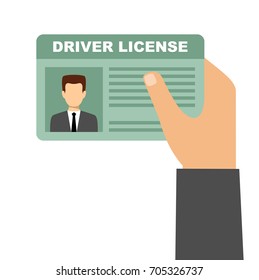 Man hand holding car driving license. Vector