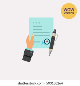 Man Hand Holding Contract Agreement Icon