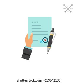 Man Hand Holding Contract Agreement Icon