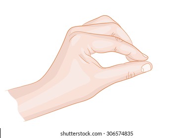 Man hand holding a edge blank vector illustration.
