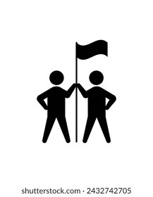 Mano del hombre sosteniendo el icono de la bandera, vector mejor icono plano.