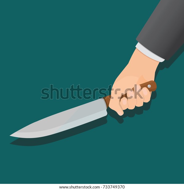 Man Hand Holding Kitchen Knife Vector のベクター画像素材 ロイヤリティフリー