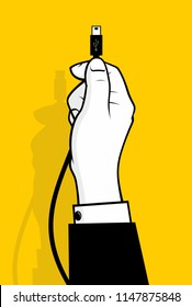 Man hand holding mini usb cable